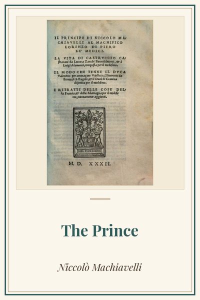 Cover of The Prince: title page, Il Principe, Rome 1532
