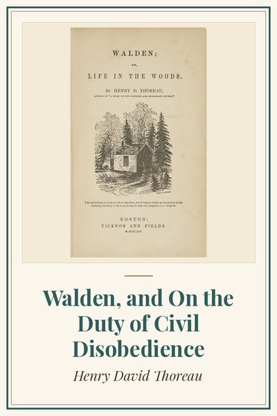 Cover of Walden: title page, Walden, 1854, after a drawing by Sophia Thoreau