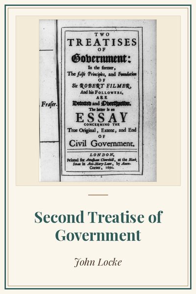 Cover of Second Treatise of Government: title page, Two Treatises of Government, 1690