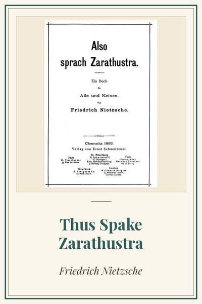 Cover of Thus Spake Zarathustra: title page, first edition, 1883