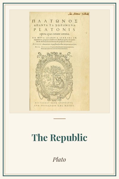 Cover of The Republic: title page, Stephanus edition of Plato, 1578