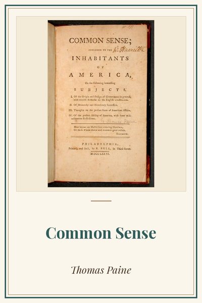 Cover of Common Sense: title page, Philadelphia 1776