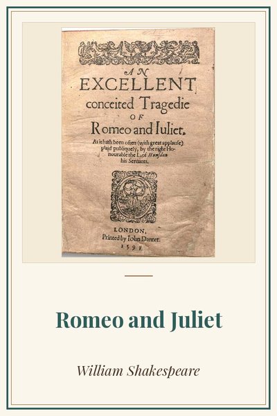 Cover of Romeo and Juliet: title page, first quarto, 1597