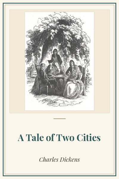 Cover of A Tale of Two Cities: frontispiece by Phiz (Hablot Knight Browne), 1859