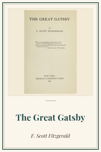 Cover of The Great Gatsby: title page, first edition, New York 1925