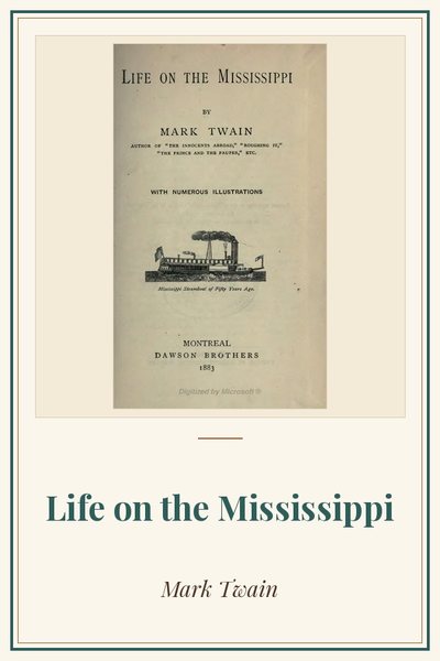 Cover of Life on the Mississippi: title page, 1883